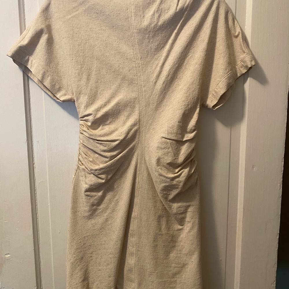 Zara Beige Mini Dress with Ruched Detail